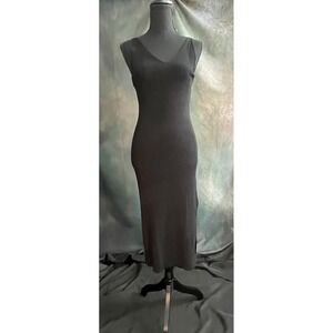 NWT Rails Women's Black Ribbed Knit V Neck Sleeveless Midi Dress New with Tags‎